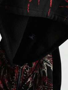 Street Life Spring/Summer Casual Graphic Men'S Street Angel Slogan Print Hoodie - 黑5 - 查看 4