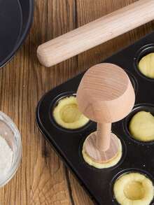Dụng cụ nén bánh tart, dụng cụ nén bánh ngọt hai mặt bằng gỗ, khuôn nén bánh trứng tart, dụng cụ đẩy bánh ngọt tự làm cho nhà bếp, dụng cụ làm bánh tiệc tùng, khuôn bánh pie, tart và quiche. - Màu Khaki - Xem 7