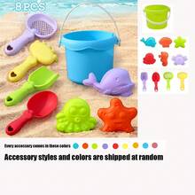 Colorful Summer Beach Toy Set, Suitable For Children, Includes Blue Beach Car With Orange Shovel/Bucket, Red & Blue Beach Buckets, Multi-Color Shovels (Green/Blue/White/Pink/Yellow), Starfish/Crab/Castle/Pyramid/Octopus/Shell Molds, Blue Ocean-Themed Water Tower And Orange Watering Can; Random Colors And Styles, Perfect For Digging Sand, Building Sand Castles And Playing In Water, An Ideal Gift For Children's Birthday, Summer Or Holidays - Multicolor - View 14