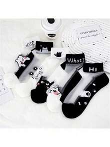 5pairs Women Cartoon Graphic Cute Ankle Socks For Summer - Multicolor - View 3