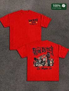 Nuevas camisetas de moda para hombres de primavera y verano. Camiseta casual de manga corta para hombre, que combina el arte automotriz y de motocicletas con un diseño moderno, presentando patrones icónicos – el regalo de Navidad perfecto para los entusiastas de las motocicletas. - Rojo GG0225S2 - Ver 7