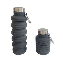 Silicone Cup, Retractable Bottle, Foldable Cup, Portable Bottle Outdoor Sports And Travel, Cup With Carabiner - Móc khóa màu xám - Xem 2