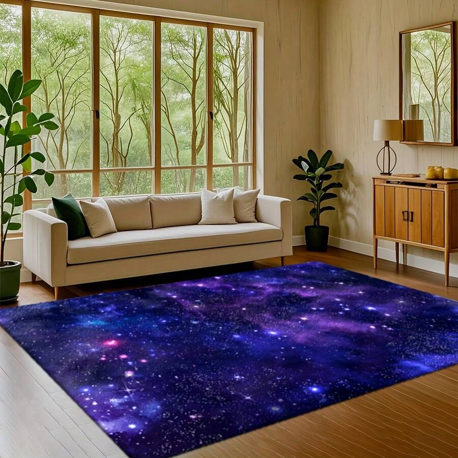 Space And Starry Sky Pattern Home Decor Commercial Decorative Carpet, Living Room Carpet, Sofa Mat, Bedroom Carpet, Bedside Rug, Entrance Mat, Suitable For Multiple Settings Such As Dining Tables, Coffee Tables, Shopping Malls, And Cafes, Aesthetically - 1PC - Xem 1