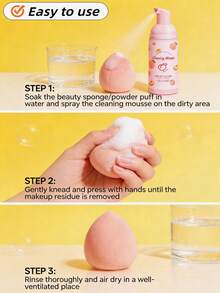 OEIEZ Peach Scented Makeup Sponge Cleansing Mousse, Deep Cleansing Makeup Sponge Cleanser, Gentle Brush Shampoo Suitable For Makeup Sponges And Puffs, Removes Waterproof Makeup, Cruelty-Free - Pink - View 10