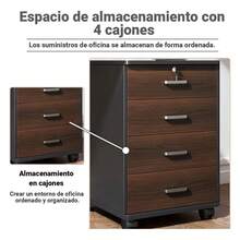 4-Drawer Filing Cabinet Organizer With 4 Wheels - Black - View 8