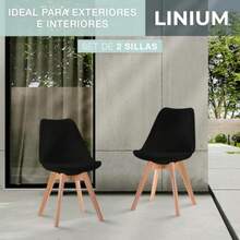 Set 2 Sillas Eames Tulip Moderna Asiento Acolchado Diseño Minimalista Elegante Interior y Exterior Negro - Gris Oscuro - Ver 8