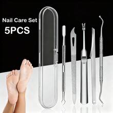 Nail Professional Muti Function Cuticle Pusher Remover Nail Care Manicure Tools Kits, Stainless Steel Pedicure Tool Set Professional Foot Care Exfoliator For Smooth Light Beige, Portable Travel Case Included - Multicolor - View 3
