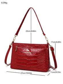 Retro Minimalist Printed Crossbody Bag With Adjustable PU Strap, Flap Closure, New Year - Camel - View 2