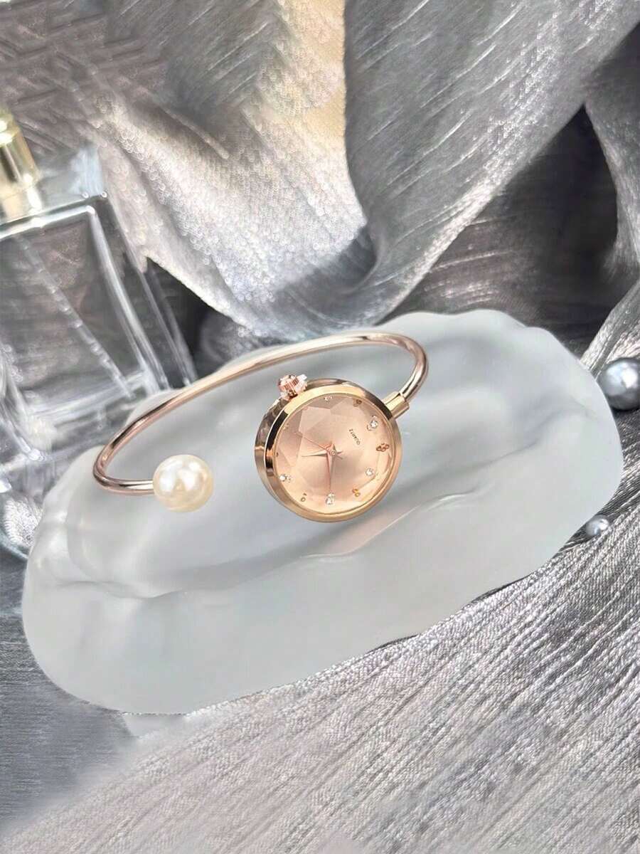 Elegant Pearl Bracelet Watch, Luxury Minimalist Bangle Watch For Women - one-size - View 1