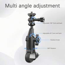 尼龙自行车/摩托车相机夹式支架，适用于各种管型，360°球形云台，兼容Hero 12至7、X3和X4型号 - 黑色 - 查看 10