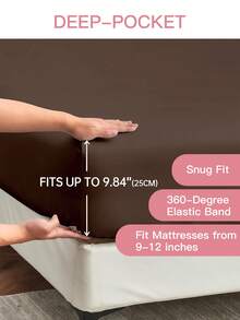 1 bộ ga trải giường đôi màu trơn - 100% polyester, nhẹ như mây, có 4 dây chun ở 4 góc, phù hợp với nệm dày 9-12 inch, mềm mại và thoáng khí, chống co rút và nhăn, thích hợp cho giường đơn/đôi/nữ hoàng/vua ở nhà và ký túc xá, đạt chứng nhận Oeko-Tex, màu nâu. - màu nâu - Xem 4