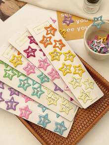 Kit Of 100 Colorful Star Hair Clips Y2K Dopamine Non-Slip For School, Parties, Summer, Beach, Creative Looks For Girls - Bộ 30 chiếc - Xem 8