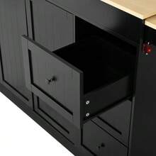 Kitchen Island On Wheels, Extendable Kitchen Island With Dining Area, Spice Rack And Drawers, Mobile And Freestanding Kitchen Island, Ideal For The Kitchen And Dining Room (Black) - 黑色 - 查看 8