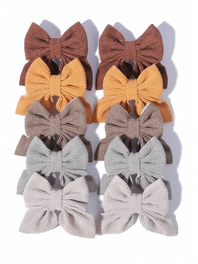 10个暖棕色和灰色混色发夹，复古风格女孩发饰，适合日常佩戴和拍照