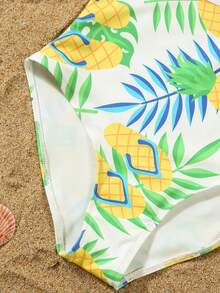 Family Matching Swimsuit Pineapple Print Ruffle Hem One Piece Bathing Suit For Women And Kids Girls Summer Beachwear Swim Trunks For Men And Boys Summer Vacation Swimwear For Whole Family - Phụ nữ - Xem 7