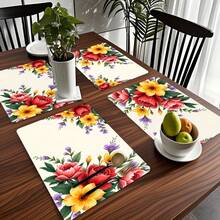 1pc Non-Slip Absorbent Kitchen Mat, Diatomite Floral Pattern Countertop Protector, Machine Washable Coffee Maker & Sink Drying Pad, Holiday Decor Mat - Multicolor - View 4
