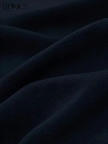 DONICY 女士春夏新款下装，藏蓝色纯色高腰口袋直筒阔腿裤，时尚复古优雅简约百搭套装裤，适合日常休闲、办公通勤、约会、购物、展览等场合。 - 寶藍色 - 查看 5