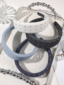 1件波点发箍，法式优雅风格甜美复古柔软日常佩戴派对下午茶高冠防滑固定刘海及碎发发饰 - 彩色 - 查看 4