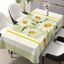 1pc Watercolor Daisy Print Tablecloth, Fresh Pastoral Style, Easy Clean Daily Use Dining Table Cover, Festive Atmosphere Home Decor Rectangle Sofa Cover - Multicolor - View 11