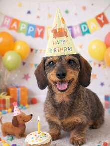 6Pcs Dachshund Dog Happy Birthday Paper Party Hats With Elastic Rope, Baby Shower Puppy Pet Theme Birthday Cone Hats For Kids Toddler Boys Girls Birthday, Dog Theme Party Supplies, Gender Reveal Nursery Party Favor Decor - Multicolor - View 9