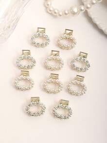 10pcs Women's Elegant Gold Faux Pearl & Rhinestone Oval Side Clips, Suitable For Daily And Casual Side Hair, Princess Hairstyle, All Season, Gift For Girlfriend, Fashionable Accessory For Commute And Date Summer Outfits Beach Claw Clips Vacay Hair Clips - Gold - View 7
