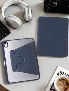 360°旋转透明亚克力折叠平板保护套，适用于iPad Mini 6/Mini 7/Air/Air2/9.7/10.2/10.5/Air4/Air5/第十代/10.9/Pro11/Air11(M2)2025/Air13(M2)2024/Pro11(M4)2024/Pro13(M4)2024 12.9英寸/Air 13(M3)2025/Air 11英寸(M3)2025/(A16) 11英寸第十一代2025款。高透明度亚克力后盖，360°旋转支架，内置笔槽，软边全包设计，简约/休闲/经典平板电脑保护套。产品不含笔。 - 深藍 - 查看 7