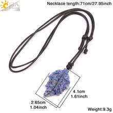 1pc Natural Stone Leaves Pendant Necklace For Women Healing Hand Carved Crystal Necklaces Man Jewelry Halloween Gift H246 - Necklace - View 7