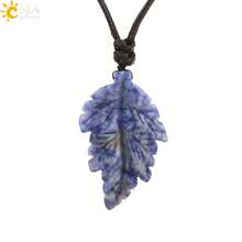 1pc Natural Stone Leaves Pendant Necklace For Women Healing Hand Carved Crystal Necklaces Man Jewelry Halloween Gift H246 - Necklace - View 23