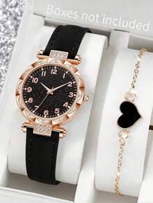 2pcs/Set Women's Starry Dial Watch + Bracelet Set - Exquisite Gift For Valentine's Day, Anniversary - Multicolor - View 2