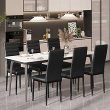 6 Pcs PU Leather Dining Chairs High Back Upholstered Kitchen Chairs With Metal Legs Water-Resistant For Home Restaurant - 黑色 - 查看 3