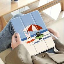 Stylish Tablet Case Featuring A Cute Bunny And Cat Beach Day Aesthetic Design, With A Pen Slot (Pen Not Included). This Protective Case Can Automatically Wake Up And Put Your Device To Sleep. .Holiday Accessories. - Nhiều màu - Xem 4