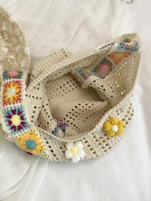 Korean Loose Knit Tote Bag, Casual Minimalist Versatile Shoulder Bag, New Summer Fashion - Beige - View 10