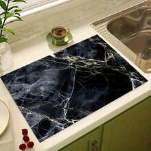 1pc Diatomite 3D Stone Pattern Drain Pad, Non-Slip Anti-Scratch Surface, Easy Clean Polyester Fiber Mat For Kitchen, Washer, Dryer, Stove Cover & Home Appliance Accessories, Modern Kitchenware With Non-Slip Texture - Black - View 7