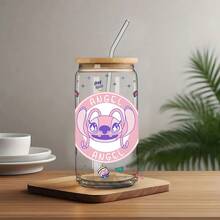 Disney 1个迪士尼玻璃杯，印有可爱天使图案，耐用防漏，带吸管，容量480毫升，带防伪码的包装盒。 - 安琪 - 查看 4