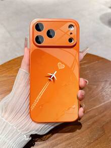 1 chiếc ốp lưng điện thoại cao cấp màu cam chủ đề du lịch tối giản với họa tiết máy bay trắng và đám mây hình trái tim, kính cường lực trong suốt, bảo vệ toàn màn hình, dành cho iPhone 17/17Pro/17ProMax/17Air/16/16Pro/16ProMax/16Plus/15/15Plus/15Pro/15ProMax/14/14Plus/14Pro/14ProMax/13/13Pro/13ProMax/12/12Pro/12ProMax/11/11ProMax, chống rơi vỡ, lớp phủ kim loại cao cấp bảo vệ toàn diện. - Nhiều màu - Xem 5