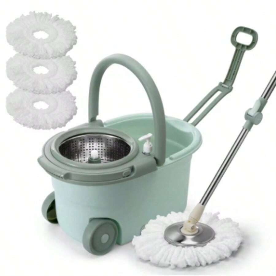 Spin Mop And Bucket With Wringer Set On Wheels, 360 Spinning Mop Stainless Steel Handle For Tile Wood Laminate Floors - B - Xem 1