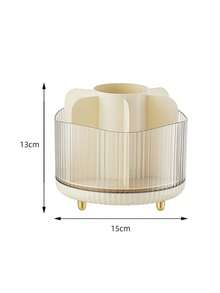 1 pieza Soporte giratorio dividido para brochas de maquillaje color rosa, estilo moderno Ins, transparente y visible, dividido, multifuncional, con base gruesa, suave, antideslizante y estable, redondo y lindo, organizador de escritorio centrado minimalista, plegable y de uso diario - Multicolor - Ver 10