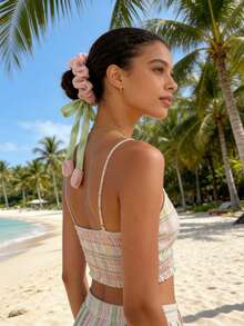 1个/3个装时尚百搭郁金香图案发圈，适合日常佩戴、海滩、派对、校园等各种场合，简约优雅，清新甜美 - 彩色 - 查看 1