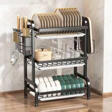 2-Tier Dish Drying Rack For Kitchen Countertops. Includes A Drip Tray And Mat, Cutlery And Cup Holders. A Great Gift For Ladies, Perfect For Mother's Day Kitchen Organization And Storage. Dishes/Knives/Cups/Cutting Boards, Black. - Xem 12