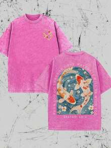 Camisetas nuevas de moda para hombres de primavera y verano, Camiseta Christian Washed, Camiseta con diseño de peces Koi, Camiseta de cultura religiosa, "Estaré contigo cuando atravieses aguas profundas", Camiseta clásica de manga corta regular, Impresión de alta calidad, Camiseta a la moda, Camiseta estampada para mujer, Camiseta divertida con estampado, Camiseta estampada para hombre, Camiseta casual holgada, Camiseta 100% algodón puro, Suave, transpirable y cómoda, Lavable a máquina, Camiseta casual de estilo urbano, Adecuada para todas las estaciones, Perfecta para uso casual y estilo urbano. Un gran regalo para amigos y familiares. - Negro - Ver 11
