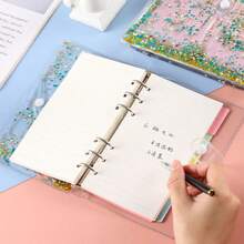 优雅闪光封面A6笔记本，油画质感日记本，学生便签本，粉丝收藏册 - 活頁本 - 查看 3