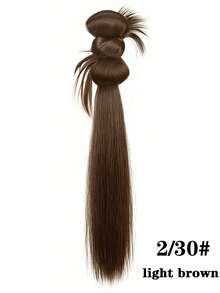 22-Inch Ponytail Extension Straight Hair, Claw Clip Side Tied Straight Ponytail, Brown Ponytail, High-Quality Fiber, Suitable For Women - Multicolor - View 8