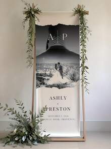 1pc, Multiple Sizes - Customized Wedding Welcome Sign, Customized Wedding Welcome Banner, Wedding Banner Fabric, Customizable Text, Names And Images, Suitable For Lawn, Garden, Living Room - Party Decoration Banner - Multicolor - View 6
