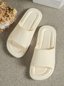 Women's Simple Solid Color Soft Comfortable Lightweight Indoor/Outdoor Wear Slippers, Suitable For Bathroom, Beach, Dorm, Office, Open Toe Slides - White - View 6