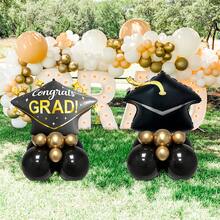 32pcs Graduation Cap Pillar Balloon Set, Includes INS Style Graduation Cap, Black Graduation Cap, Latex Balloons, Suitable For Graduation Party Decor, Graduation Celebration, 2026 Graduation Atmosphere Decor - Multicolor - View 5