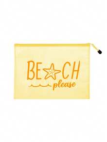 防水时尚沙滩包，饰有“Beach Please”海星印花图案。大容量透明化妆包，尼龙拉链设计，轻便耐用，适合春夏收纳，是游泳、海滩、潜水、暑假、返校的理想之选。轻便防晒收纳包，适合送给朋友、家人、女朋友、同学。生日、节日、派对、婚礼（伴娘）、母亲节、教师节的完美礼物和纪念品。化妆包、洗漱包、化妆袋、化妆收纳包、母亲节礼物、节日必备品、母亲节礼物。 - 彩色 - 查看 15