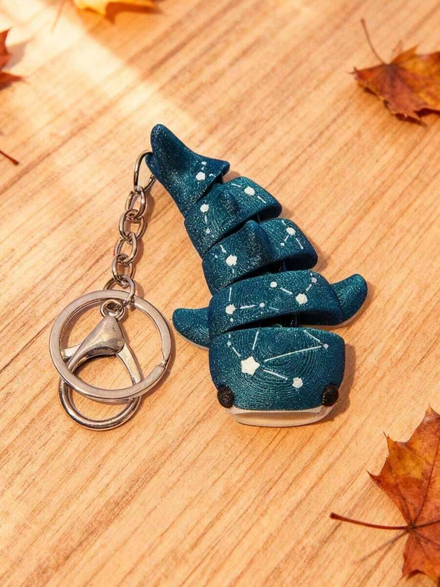 3D Printed Creative Space Shark Keychain, Fun Marine Creature Backpack Pendant, Fashionable Accessory, Gift For Friends, Keychain Accessory. - 黑色 - 查看 1