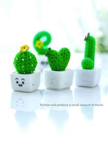 4pcs/Set Mini Artificial Plant Design Decoration Craft, Cartoon Plant Shaped Decoration Object For Home Decoration Best Gifts Birthday Graduation - Multicolor - View 7