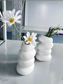 1pc Minimalist Plastic Vase, White Unbreakable Vase Suitable For Tulips, Roses And Other Flowers, Home Decor, Living Room, Dining Table Gift, Birthday, Graduation, Back To School, Room Decor, Stationery Supplies - B White Vase - View 1