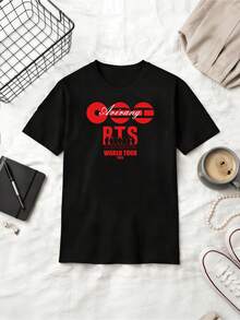 WORLD TOUR 2026 'Arirang' Red & Black Vintage Graphic Summer Cotton Casual Short Sleeve T-Shirt - màu đen - Xem 6